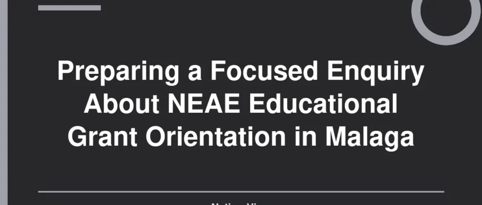 Preparing a Focused Enquiry About NEAE Educational Grant Orientation in Malaga
